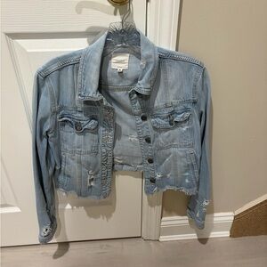 Hidden Distressed Denim Jacket